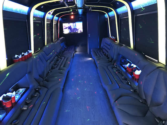 interior party bus dallas with restroom